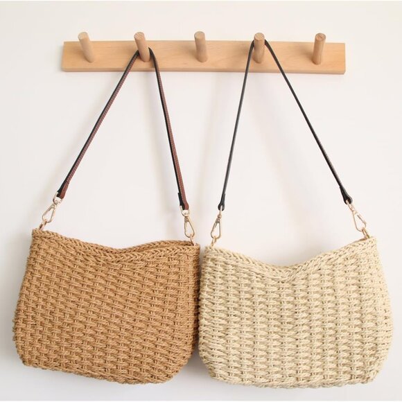 Women Small Straw Handbag Mini Summer Beach Purse Vacation Shoulder Bag - Picture 4 of 6